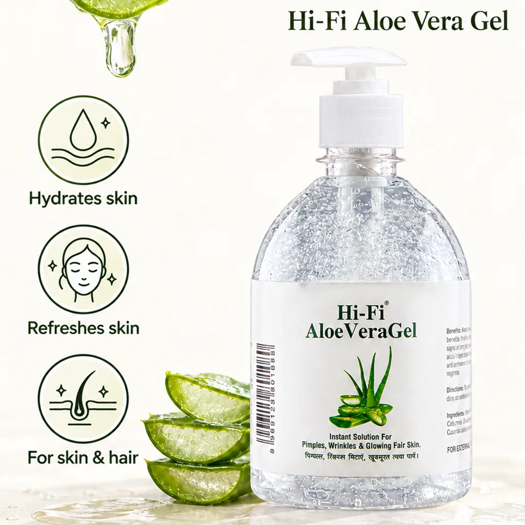 Aloe Vera Gel 500 gm Pump Bottle – Amazing Daily Care | Hi-Fi