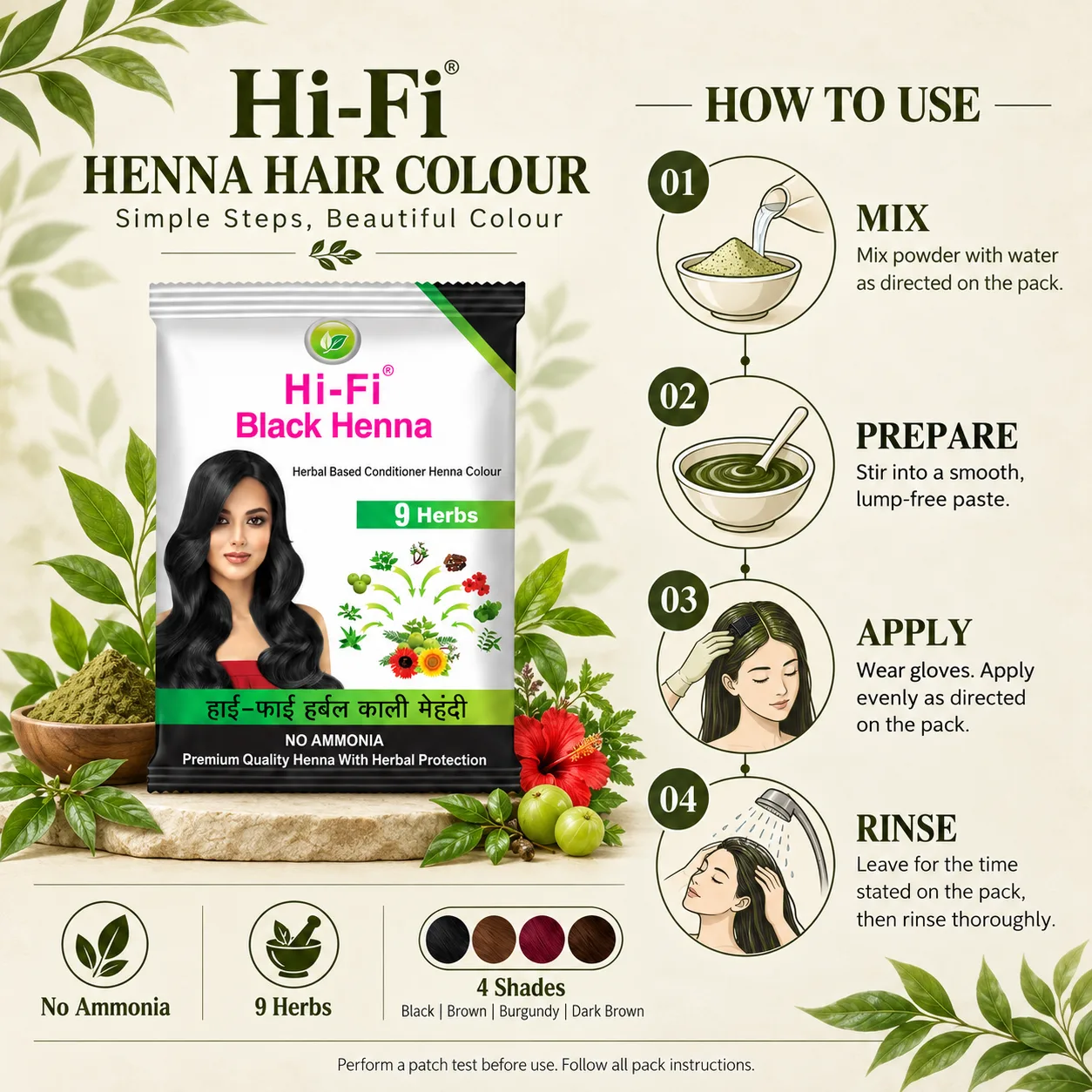 Herbal Henna Hair Colour – 45 gm | Available in 4 Shades