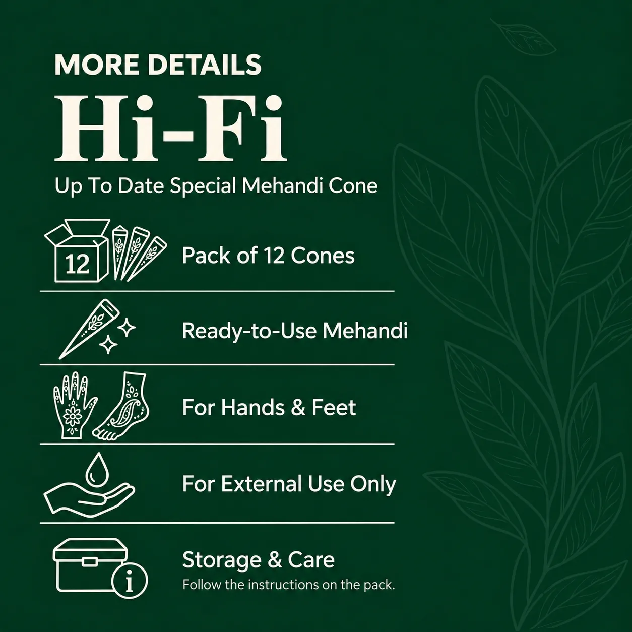 Hi-Fi Mehandi Cone Details