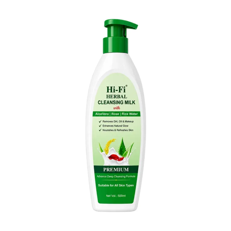 Herbal Cleansing Milk bottle for gentle daily face cleansing, available in 100 ml and 500 ml